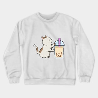 Pixel Kitty Loves Boba Tea! Crewneck Sweatshirt